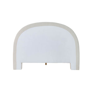 Lh Imports Nina King Bed - Elegant Round Headboard In Luxurious 100% Polyester Fabric For Home Beautification Beige Pine Wood,Rubberwood,Plywood,Polyester,Hr Foam Nin001q-ecr