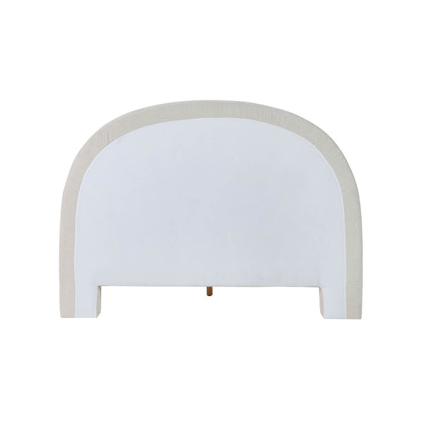 Lh Imports Nina King Bed - Elegant Round Headboard In Luxurious 100% Polyester Fabric For Home Beautification Beige Pine Wood,Rubberwood,Plywood,Polyester,Hr Foam Nin001q-ecr