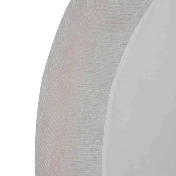 Lh Imports Nina King Bed - Elegant Round Headboard In Luxurious 100% Polyester Fabric For Home Beautification Beige Pine Wood,Rubberwood,Plywood,Polyester,Hr Foam Nin001q-ecr