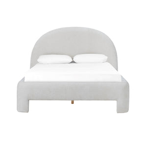 Lh Imports Nina King Bed - Elegant Round Headboard In Luxurious 100% Polyester Fabric For Home Beautification Beige Pine Wood,Rubberwood,Plywood,Polyester,Hr Foam Nin001q-ecr