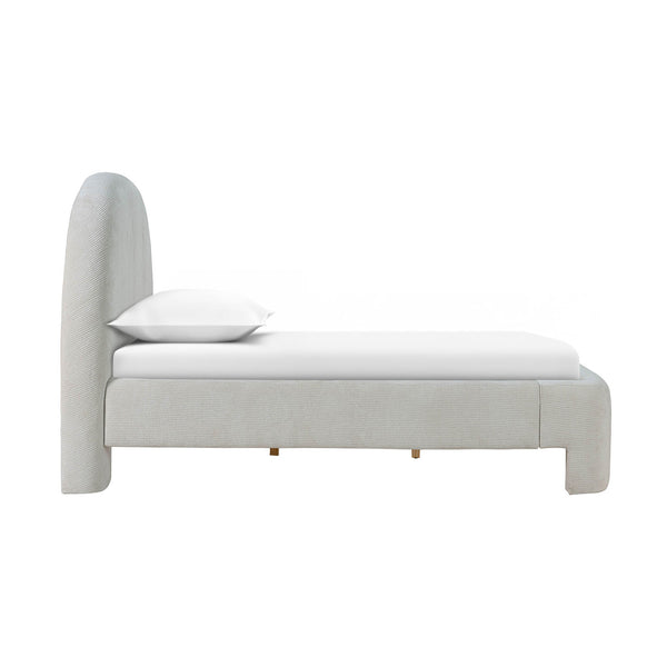 Lh Imports Nina King Bed - Elegant Round Headboard In Luxurious 100% Polyester Fabric For Home Beautification Beige Pine Wood,Rubberwood,Plywood,Polyester,Hr Foam Nin001q-ecr