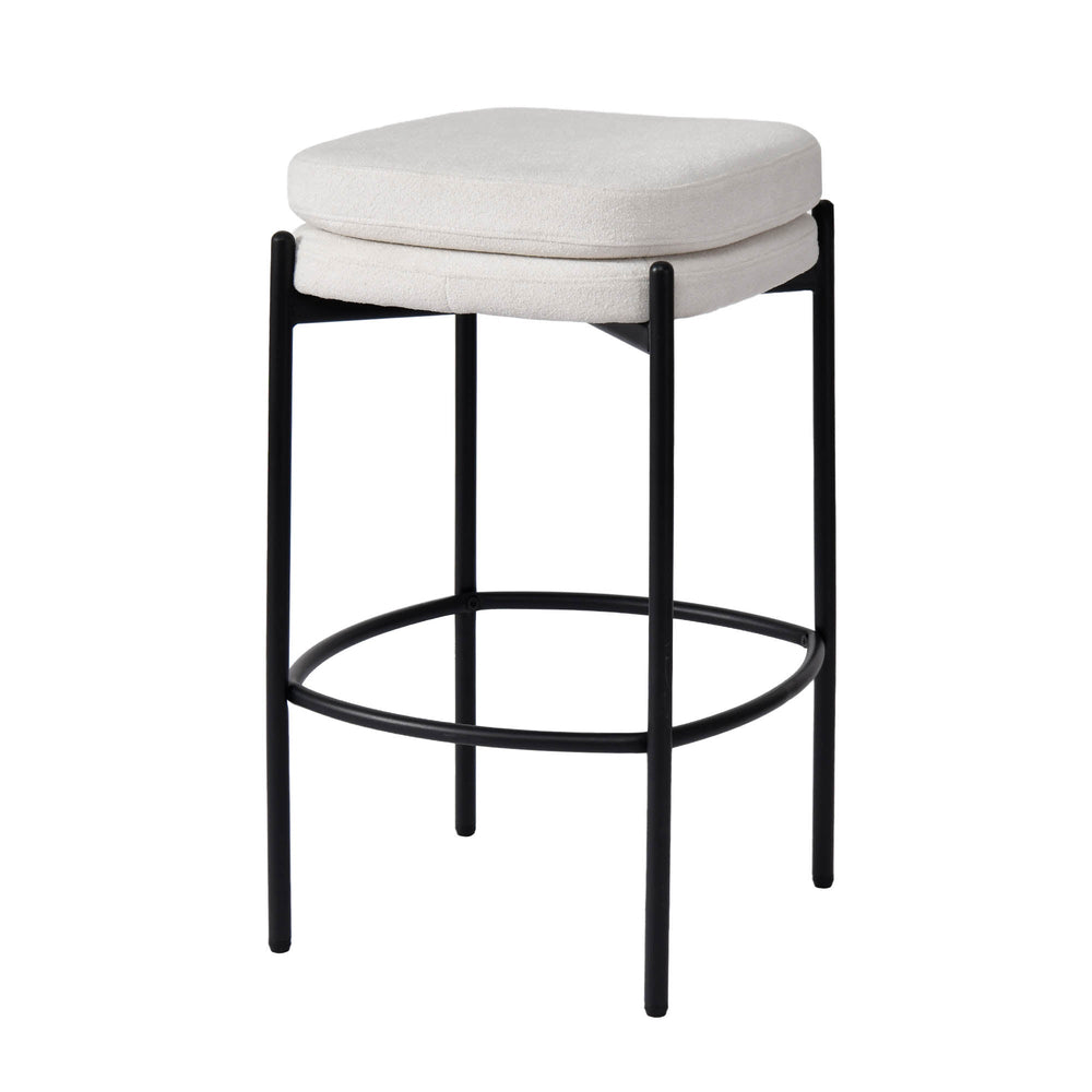Lh Imports Nina Counter Stool - Stylish Oatmeal Design With Woven Polyester Seat & Durable Iron Legs For Comfort Beige ,Light,Black Polyester,Foam,Iron,Plywood Nin026-oat