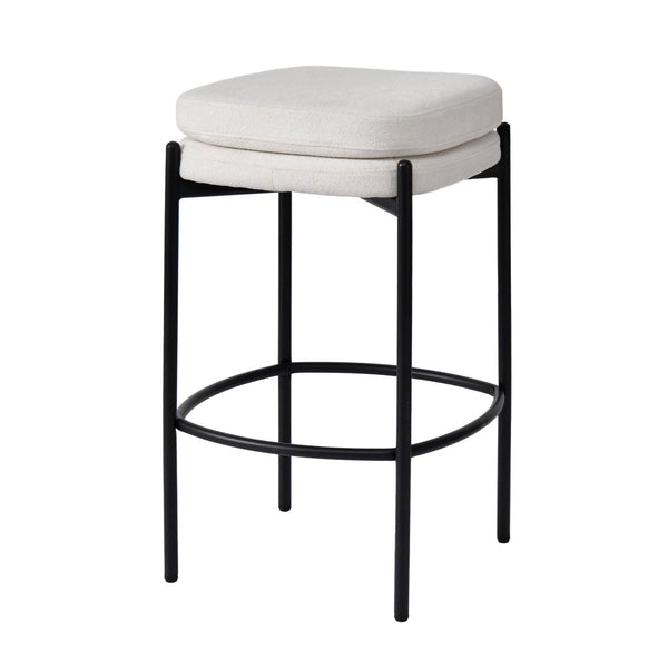 Lh Imports Nina Counter Stool - Stylish Oatmeal Design With Woven Polyester Seat & Durable Iron Legs For Comfort Beige ,Light,Black Polyester,Foam,Iron,Plywood Nin026-oat