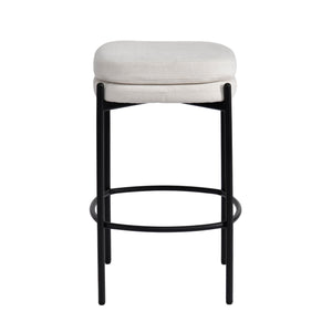 Lh Imports Nina Counter Stool - Stylish Oatmeal Design With Woven Polyester Seat & Durable Iron Legs For Comfort Beige ,Light,Black Polyester,Foam,Iron,Plywood Nin026-oat