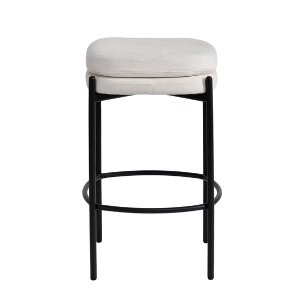 Lh Imports Nina Counter Stool - Stylish Oatmeal Design With Woven Polyester Seat & Durable Iron Legs For Comfort Beige ,Light,Black Polyester,Foam,Iron,Plywood Nin026-oat