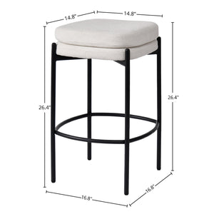 Lh Imports Nina Counter Stool - Stylish Oatmeal Design With Woven Polyester Seat & Durable Iron Legs For Comfort Beige ,Light,Black Polyester,Foam,Iron,Plywood Nin026-oat