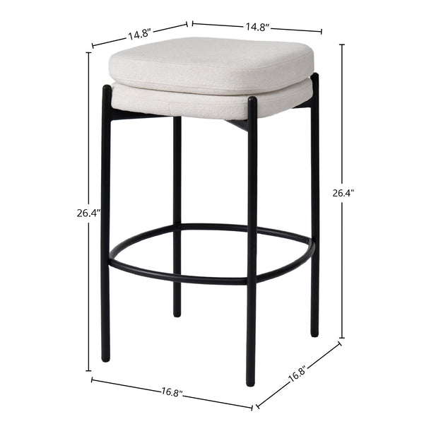 Lh Imports Nina Counter Stool - Stylish Oatmeal Design With Woven Polyester Seat & Durable Iron Legs For Comfort Beige ,Light,Black Polyester,Foam,Iron,Plywood Nin026-oat