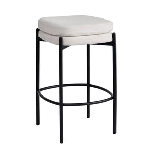 Lh Imports Nina Counter Stool - Stylish Oatmeal Design With Woven Polyester Seat & Durable Iron Legs For Comfort Beige ,Light,Black Polyester,Foam,Iron,Plywood Nin026-oat