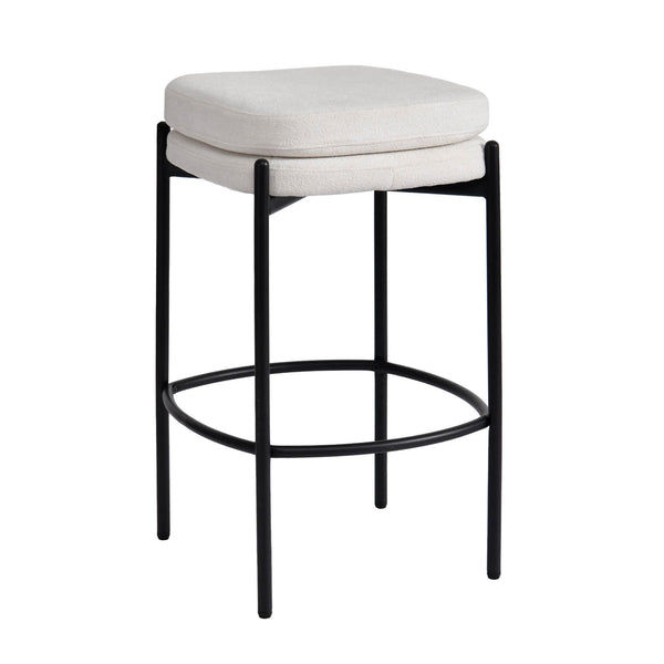Lh Imports Nina Counter Stool - Stylish Oatmeal Design With Woven Polyester Seat & Durable Iron Legs For Comfort Beige ,Light,Black Polyester,Foam,Iron,Plywood Nin026-oat