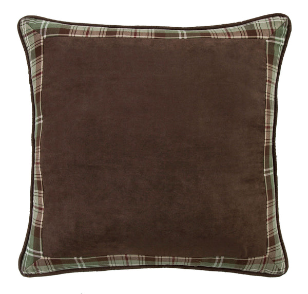 Hiend Accents Huntsman Reversible Euro Sham - Luxurious Faux Suede And Classic Plaid For Rustic Bedroom Elegance Brown 60% Cotton,30% Polyester,10% Linen Nl1731es