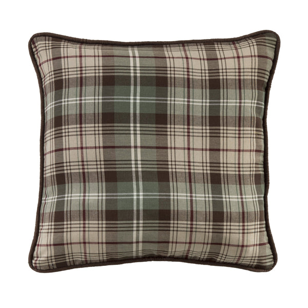 Hiend Accents Huntsman Plaid Throw Pillow - Rustic Elegance For Lodge-style Decor, Cozy Comfort And Sophisticated Charm Brown,Cream Shell, 65% Polyester,35% Cotton,Fill, 100% Waterfowl Feathers Nl1731p4