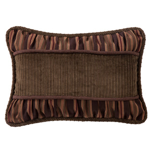 Hiend Accents Pinecone Corduroy Pillow With Striped Rouching - Rustic Dark Olive Green Home Accent Decor Brown Shell, 30% Cotton,70% Polyester,Filling, 100% Polyester Nl1733p3