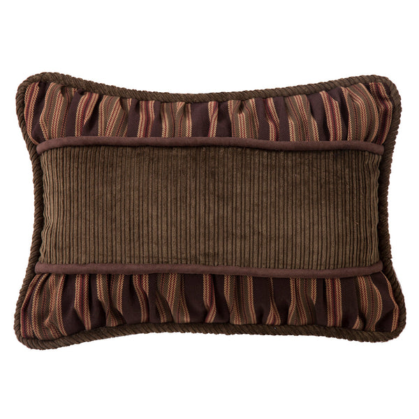 Hiend Accents Pinecone Corduroy Pillow With Striped Rouching - Rustic Dark Olive Green Home Accent Decor Brown Shell, 30% Cotton,70% Polyester,Filling, 100% Polyester Nl1733p3