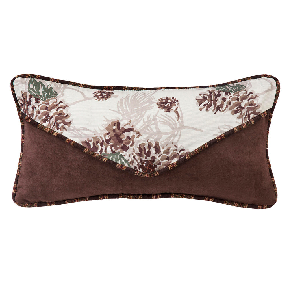 Hiend Accents Pinecone Envelope Pillow - Rustic Winter Charm With Luxurious Faux Suede And Stylish Striped Piping Brown,White Shell, 25% Cotton,75% Polyester,Filling, 100% Polyester Nl1733p4