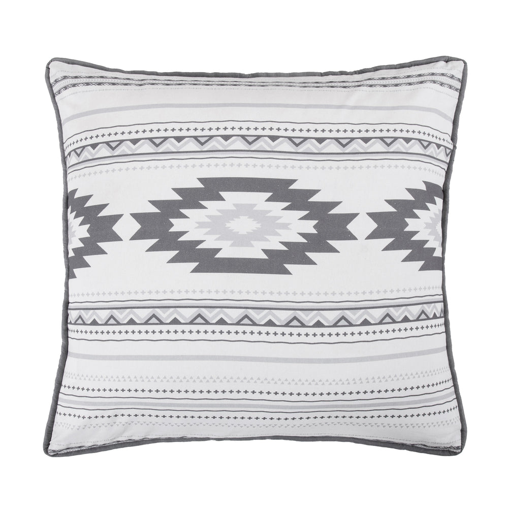 Hiend Accents Free Spirit Aztec Euro Sham - Bohemian Southwestern Design For A Cozy, Stylish Bedroom Retreat Gray,White Face, 100% Cotton,Back, 100% Polyester Nl1836es