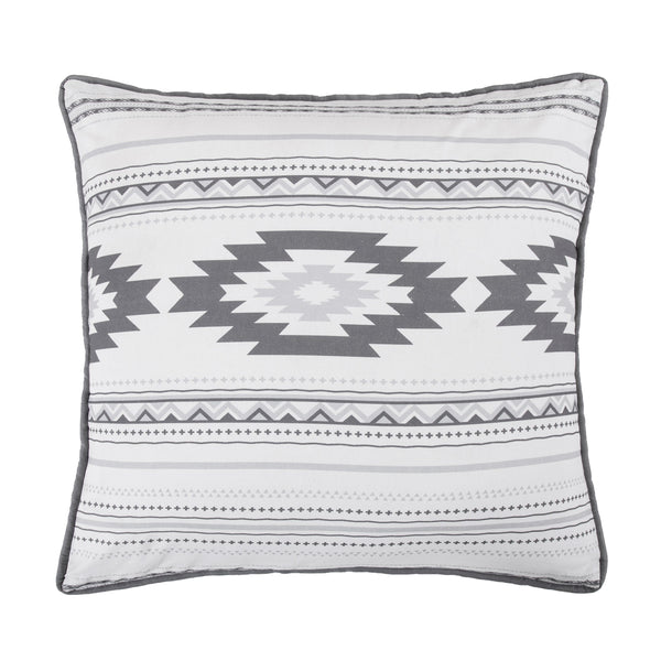 Hiend Accents Free Spirit Aztec Euro Sham - Bohemian Southwestern Design For A Cozy, Stylish Bedroom Retreat Gray,White Face, 100% Cotton,Back, 100% Polyester Nl1836es