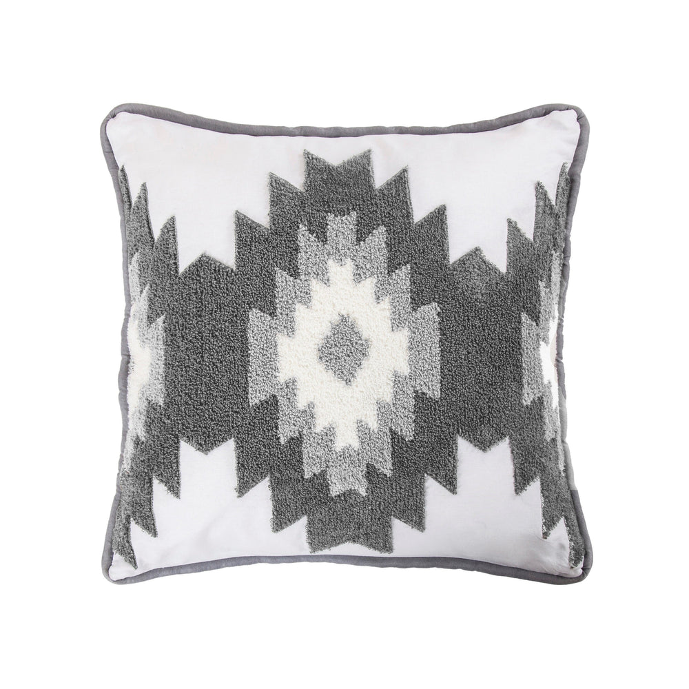Hiend Accents Free Spirit Crewel Embroidered Throw Pillow - Elevate Your Home With Southwestern Boho Charm Gray,White Front, 100% Cotton,Back, 100% Polyester,Fill, 100% Waterfowl Feathers Nl1836p1