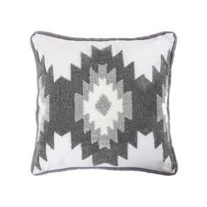 Hiend Accents Free Spirit Crewel Embroidered Throw Pillow - Elevate Your Home With Southwestern Boho Charm Gray,White Front, 100% Cotton,Back, 100% Polyester,Fill, 100% Waterfowl Feathers Nl1836p1