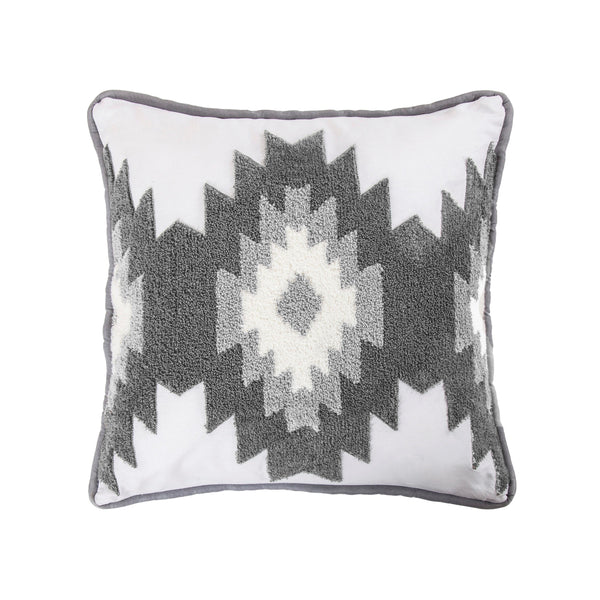 Hiend Accents Free Spirit Crewel Embroidered Throw Pillow - Elevate Your Home With Southwestern Boho Charm Gray,White Front, 100% Cotton,Back, 100% Polyester,Fill, 100% Waterfowl Feathers Nl1836p1