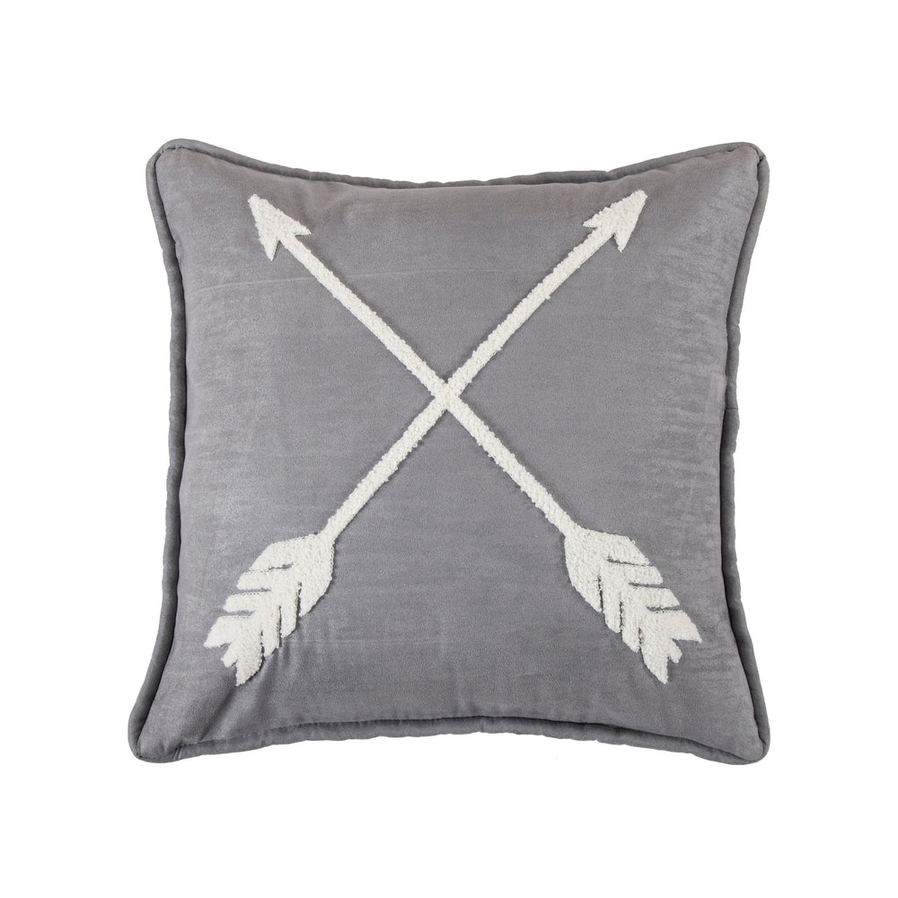Hiend Accents Free Spirit Arrow Throw Pillow - Bohemian Charm With Intricate Crewel Work For Stylish Decor Gray,White Shell, 100% Polyester,Fill, 100% Waterfowl Feathers Nl1836p2