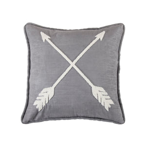 Hiend Accents Free Spirit Arrow Throw Pillow - Bohemian Charm With Intricate Crewel Work For Stylish Decor Gray,White Shell, 100% Polyester,Fill, 100% Waterfowl Feathers Nl1836p2