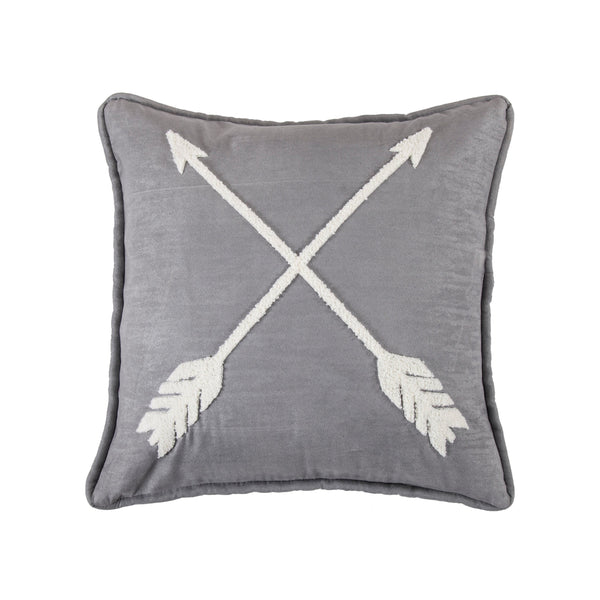 Hiend Accents Free Spirit Arrow Throw Pillow - Bohemian Charm With Intricate Crewel Work For Stylish Decor Gray,White Shell, 100% Polyester,Fill, 100% Waterfowl Feathers Nl1836p2