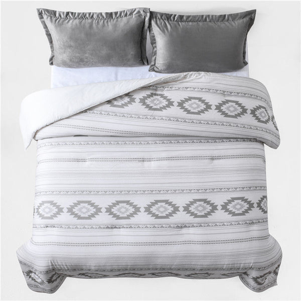 Hiend Accents Free Spirit Comforter Set - Embrace Bohemian Charm With 4-piece Bedroom Ensemble For Relaxation Gray,White Comforter ,Face And Back, 100% Cotton,Fill, 100% Polyester. Bed Skirt ,Skirt, 100% Polyester,Decking, 100% Polyester. Pillow Sham ,100% Polyester. Nl1836-fl-oc