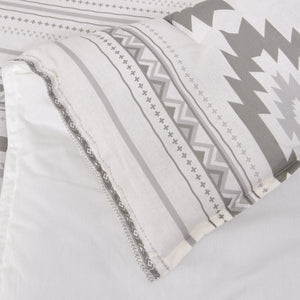 Hiend Accents Free Spirit Comforter Set - Embrace Bohemian Charm With 4-piece Bedroom Ensemble For Relaxation Gray,White Comforter ,Face And Back, 100% Cotton,Fill, 100% Polyester. Bed Skirt ,Skirt, 100% Polyester,Decking, 100% Polyester. Pillow Sham ,100% Polyester. Nl1836-fl-oc