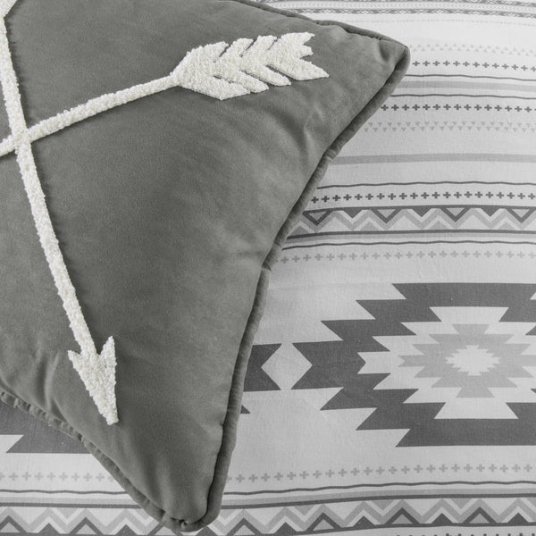 Hiend Accents Free Spirit Comforter Set - Transform Your Bedroom With Bohemian Charm And Southwestern Flair Gray,White Comforter Face, 100% Cotton,Back, 100% Cotton,Filling, 100% Polyester,Bedskirt, Skirt, 100% Polyester,Decking, 100% Polyester,Standard Sham, 100% Polyester(1pc) Nl1836-tw-oc