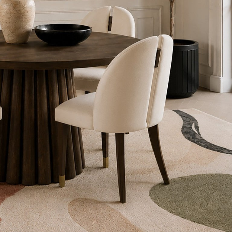 JLA Home Sabine Velvet Upholstered Dining Chair with Split Back and Wood Accent Panel NM108-0019