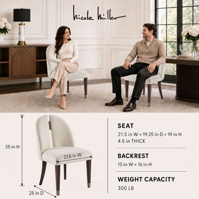 JLA Home Sabine Velvet Upholstered Dining Chair with Split Back and Wood Accent Panel NM108-0019