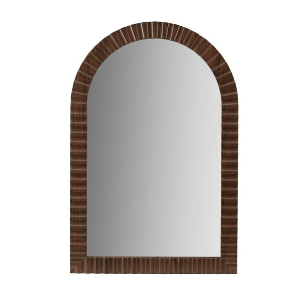 JLA Home Simone Arched Fluted MDF Wall Mirror with Walnut Frame for Entryway or Bedroom NM95F-0001