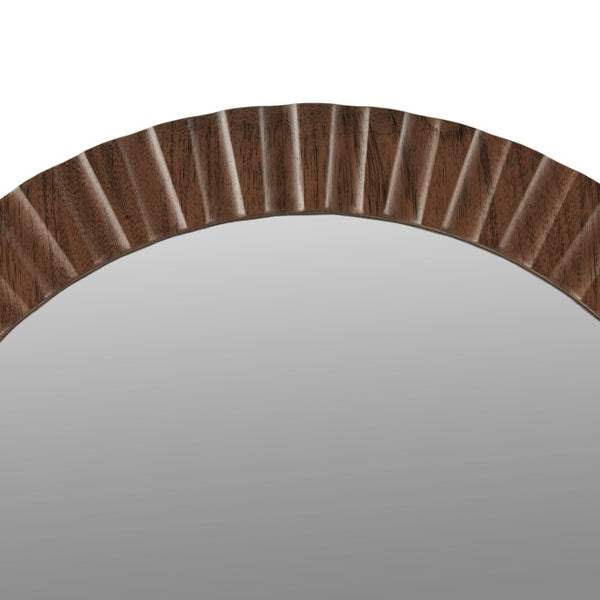 JLA Home Simone Arched Fluted MDF Wall Mirror with Walnut Frame for Entryway or Bedroom NM95F-0001