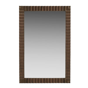 JLA Home Simone Fluted MDF Rectangular Wall Mirror with Walnut Brown Frame for Any Room NM95F-0002