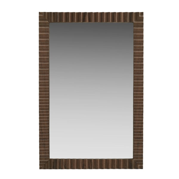 JLA Home Simone Fluted MDF Rectangular Wall Mirror with Walnut Brown Frame for Any Room NM95F-0002