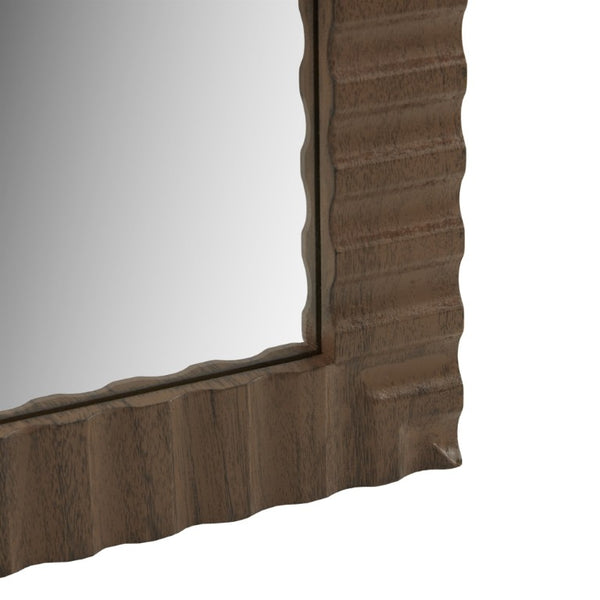 JLA Home Simone Fluted MDF Rectangular Wall Mirror with Walnut Brown Frame for Any Room NM95F-0002