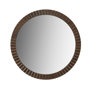 JLA Home Simone Round Fluted MDF Wall Mirror with Walnut Finish for Bedroom or Bath NM95F-0003