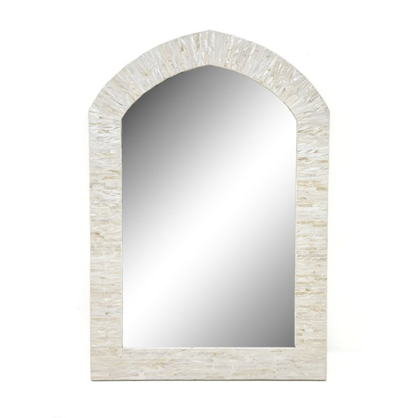 JLA Home Serein Handcrafted Mother of Pearl Mosaic Arch Mirror Moroccan Inspired Wall Accent NM95F-0004