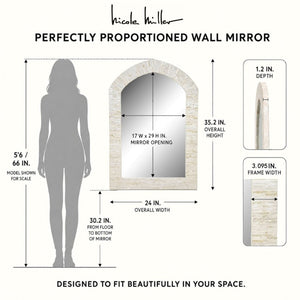 JLA Home Serein Handcrafted Mother of Pearl Mosaic Arch Mirror Moroccan Inspired Wall Accent NM95F-0004