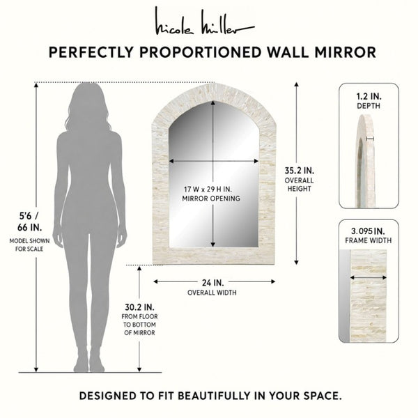 JLA Home Serein Handcrafted Mother of Pearl Mosaic Arch Mirror Moroccan Inspired Wall Accent NM95F-0004