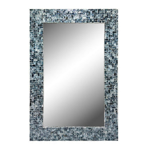 JLA Home 24X35 Capiz Shell Mosaic Wall Mirror Iridescent Ocean Blue Coastal Artisan Decor NM95F-0005