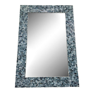 JLA Home 24X35 Capiz Shell Mosaic Wall Mirror Iridescent Ocean Blue Coastal Artisan Decor NM95F-0005