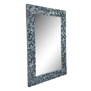 JLA Home 24X35 Capiz Shell Mosaic Wall Mirror Iridescent Ocean Blue Coastal Artisan Decor NM95F-0005