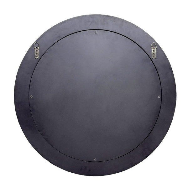 JLA Home 24D Round Capiz Shell Mosaic Wall Mirror Handcrafted Black Lacquer Boho Accent NM95F-0006