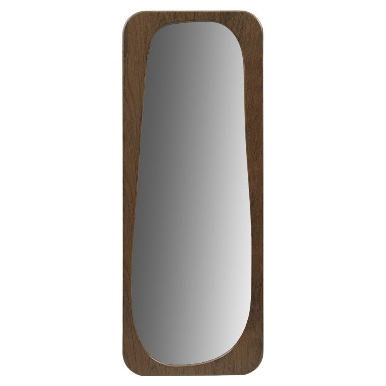 JLA Home Odette Fluted MDF Full Length Floor Mirror with Sculptural Walnut Frame for Bedroom NM95F-0046