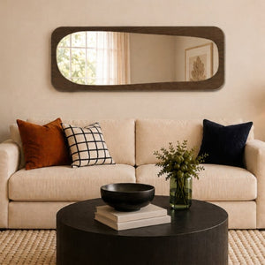 JLA Home Odette Fluted MDF Full Length Floor Mirror with Sculptural Walnut Frame for Bedroom NM95F-0046