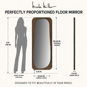 JLA Home Odette Fluted MDF Full Length Floor Mirror with Sculptural Walnut Frame for Bedroom NM95F-0046