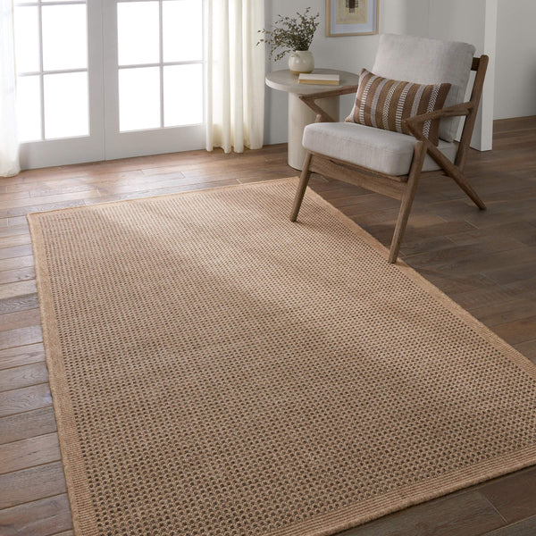 Jaipur Living Vibe by Jaipur Living Kidal Flatweave Polypropylene Rug for Patio or Entryway Use Brown / Black 2' x 3' RUG157279