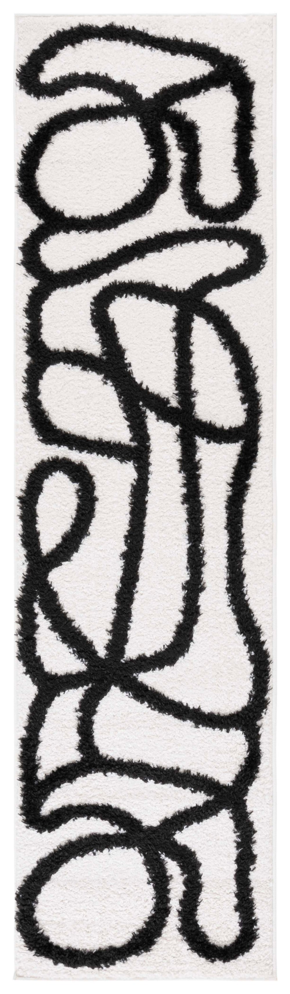 Safavieh Norway Exquisite Abstract Area Rug In Bold Ivory And Black For Modern Home Elegance And Comfort Ivory ,Black Polyester Nor202a-10