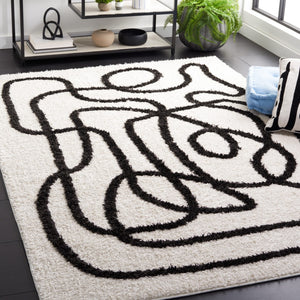 Safavieh Norway Modern Area Rug - Elegant Power-loomed Design For Hallways, Durable And Easy To Maintain Ivory ,Black Polyester Nor202a-26